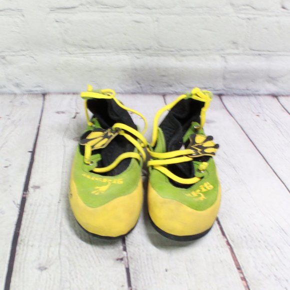 LA SPORTIVA Kids StickIt Climbing Green Yellow Shoes Size US 12-13 - Picture 4 of 8